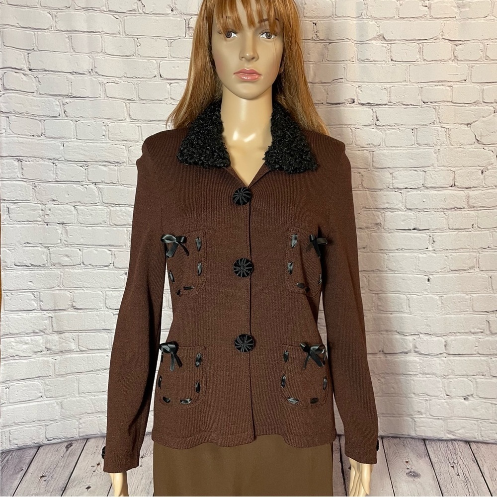 New Vintage Jules of Margate Brown Knit Cardigan Jacket Size S